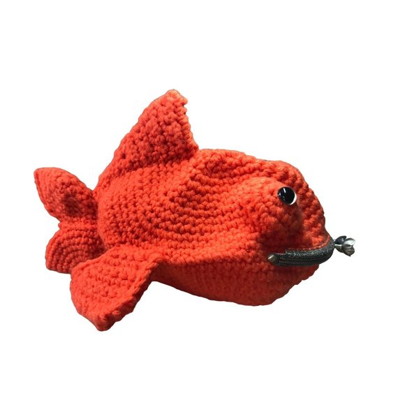 GOLD FISH HAND MADE CROCHET Purse Metal Vintage Frame Kiss Clasp Lock - Picture 7 of 11